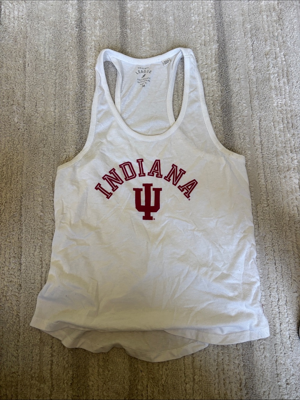 League White Racerback Tank with Red Indiana Logo